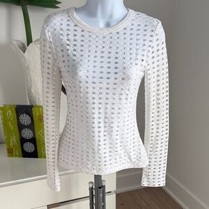 Alexander Wang White Eyelet Long Sleeve Top